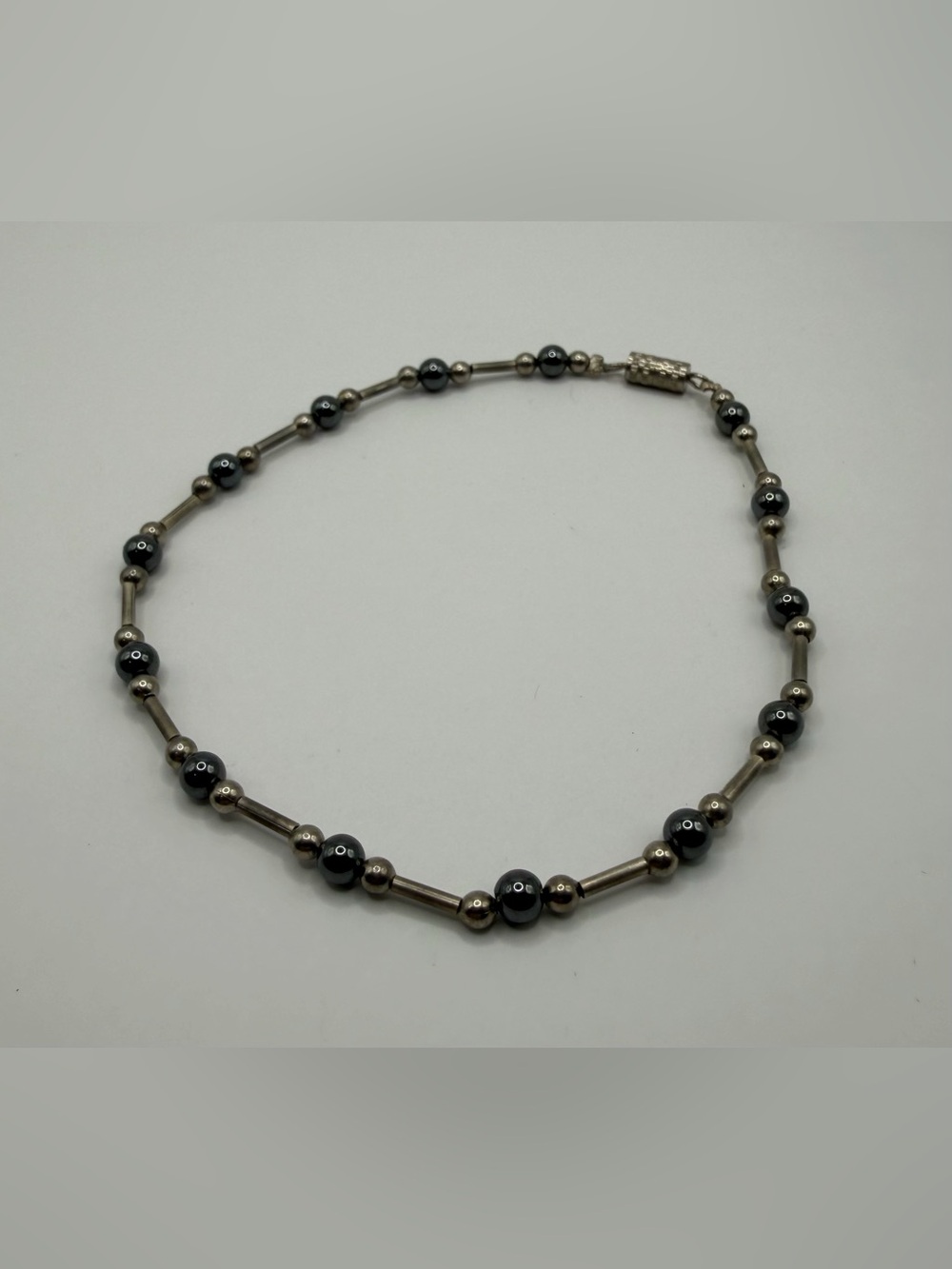 Silver Beaded Twist Clasp Bracelet